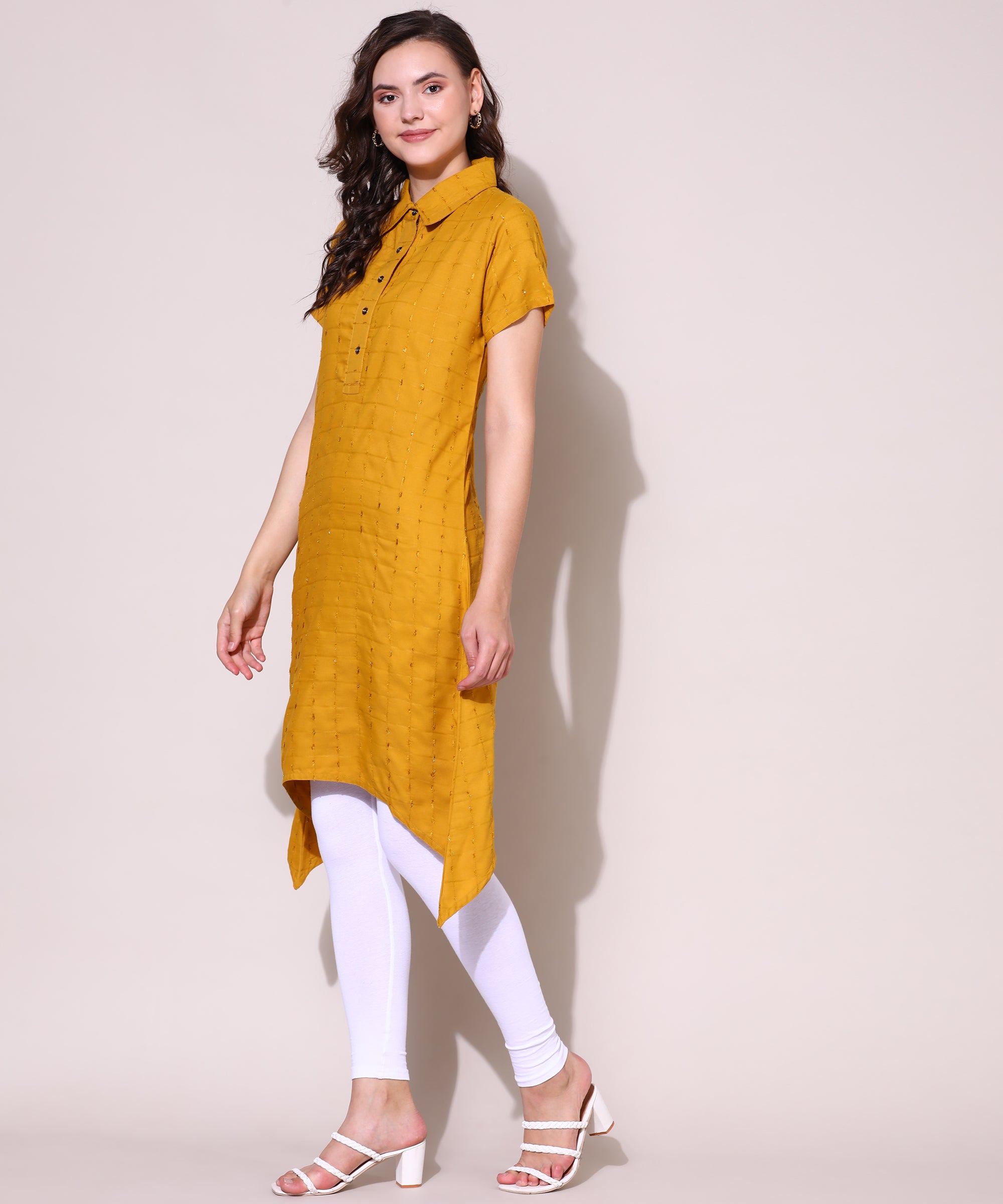 Mustard Yellow Classic Designer Party Wear Readymade Cotton Kurti Set –  Fashionfy